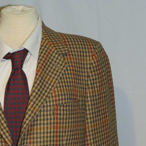 Swaine Adeney Brigg Bladen Wool Brown Check Three Button Sport Coat 38R